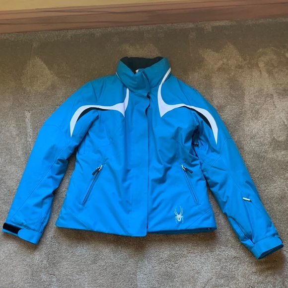 Spyder Jackets & Blazers - Spyder Women’s Ski jacket blue with Yellow lining Size 10